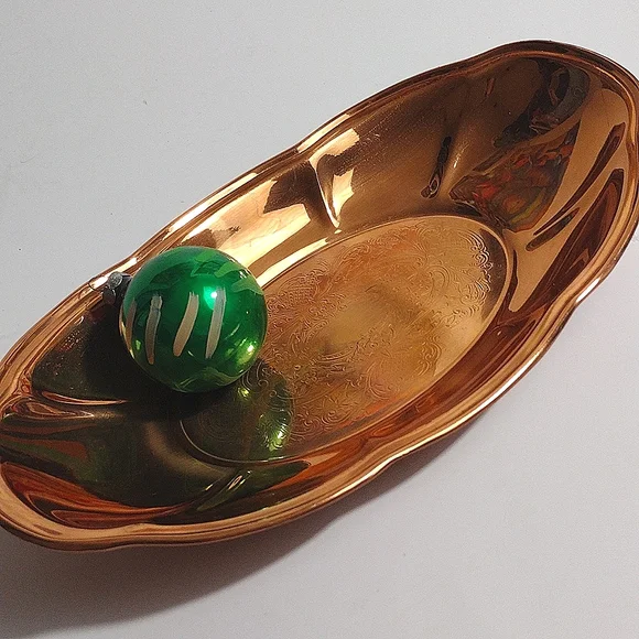 Vintage Copper Etched Tray Platter Bowl - Picture 4 of 9